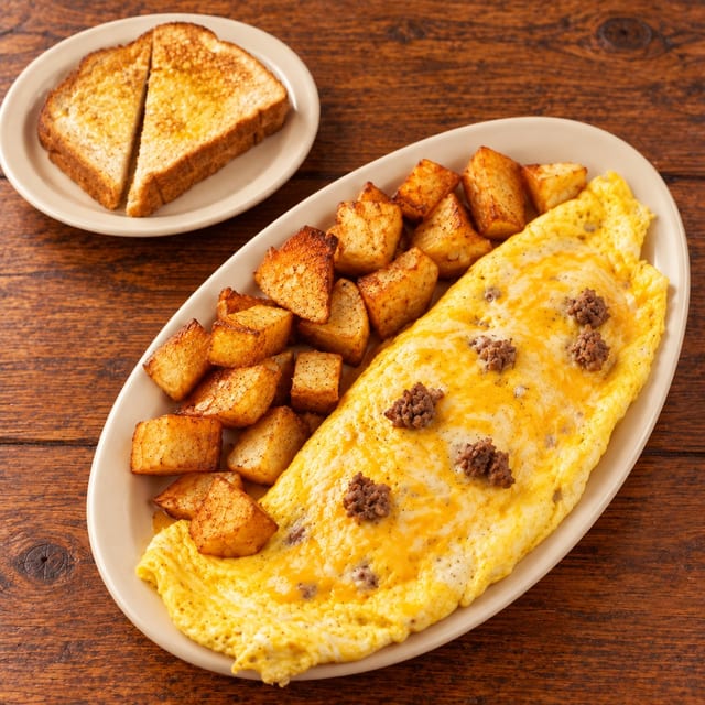 Sausage & Cheese Omelette.