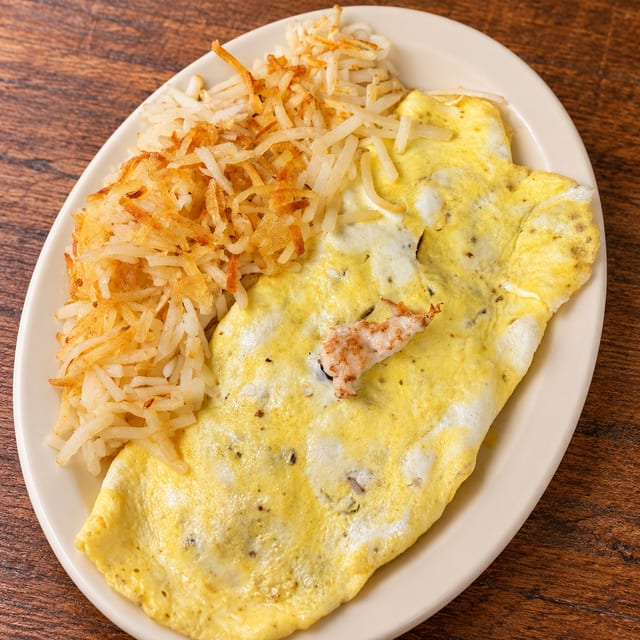 Grilled Chicken & Cheese Omelette.