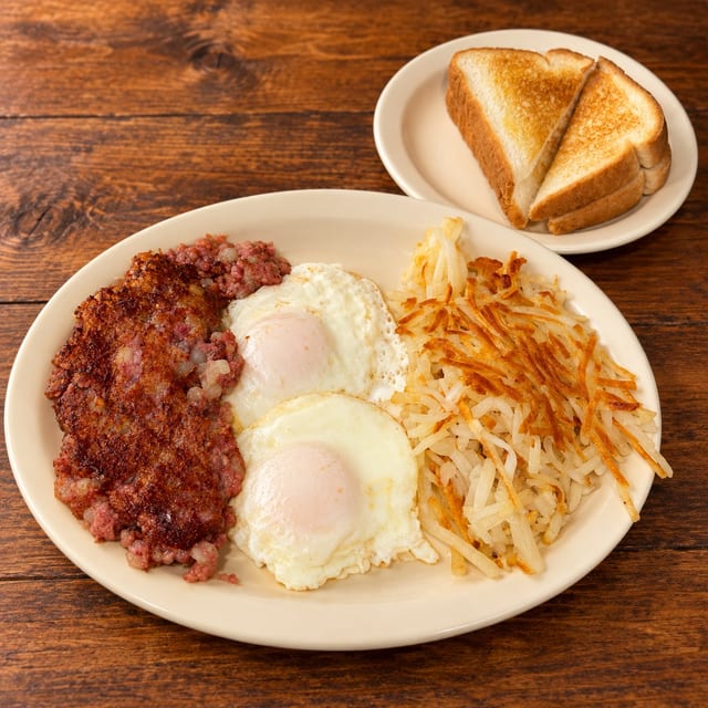 Corned Beef Hash & Eggs.
