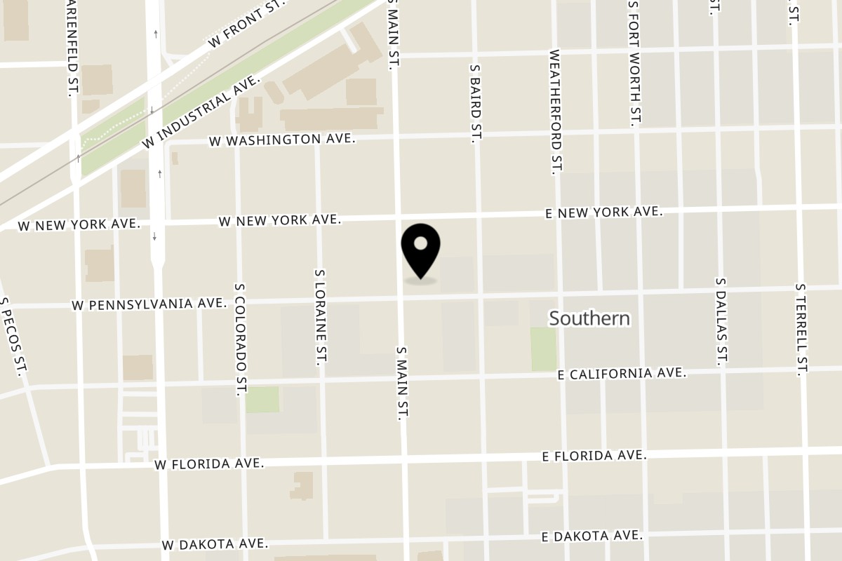 Map showing the location of Main Street Diner on 611 S Main St in Midland